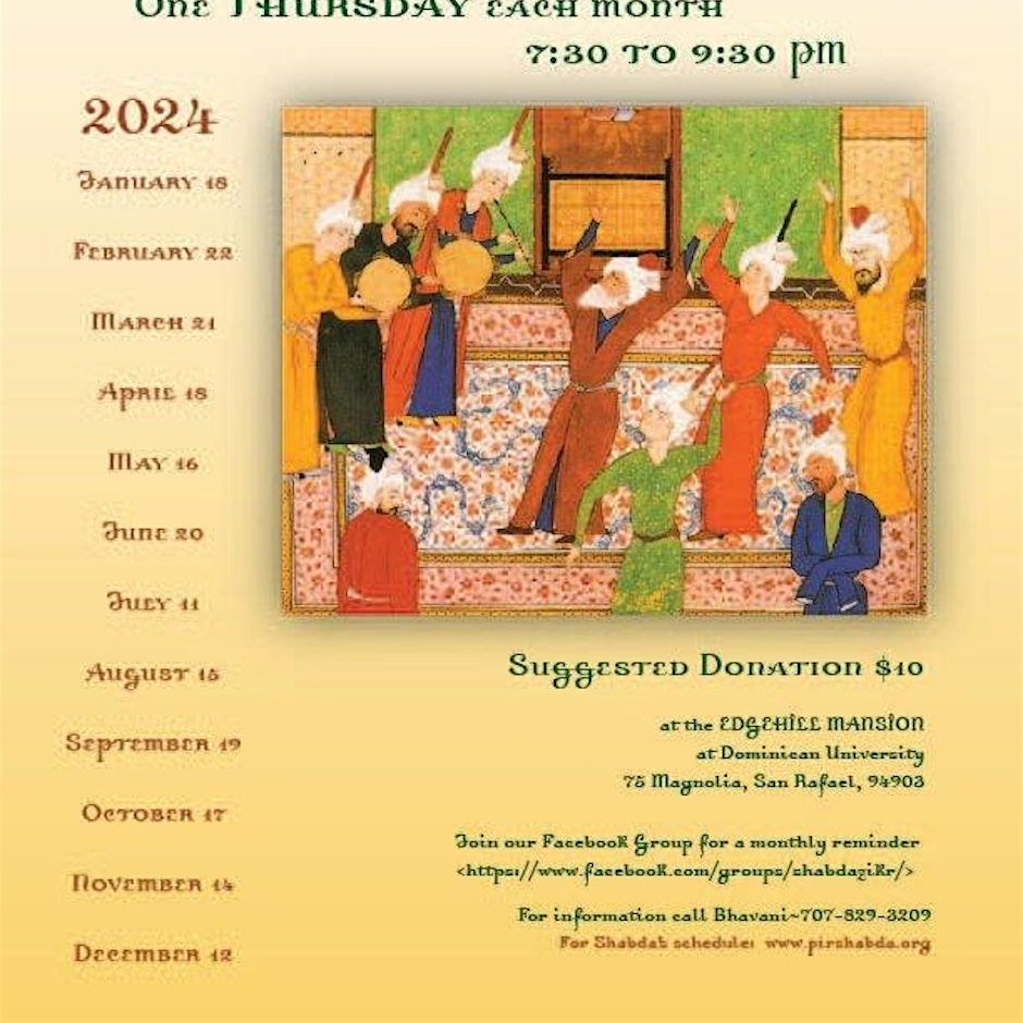 SUFI ZIKR CIRCLE with Pir Shabda Kahn ~ Monthly in San Rafael