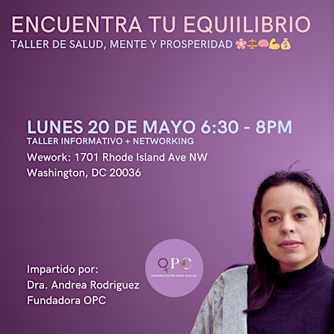 Encuentra tu equilibrio taller de Salud, Mente y Prosperidad